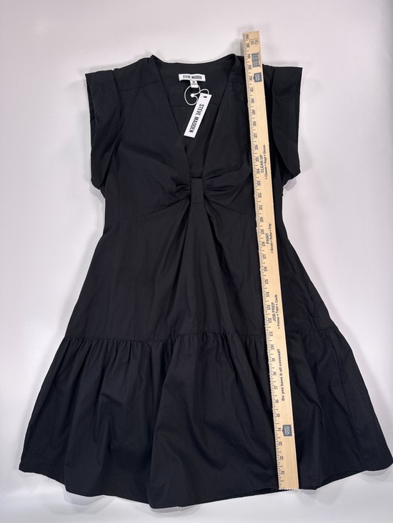 Steve Madden Women Cotton Tiered Mini Dress Black Twist Front Size M - Picture 13 of 15